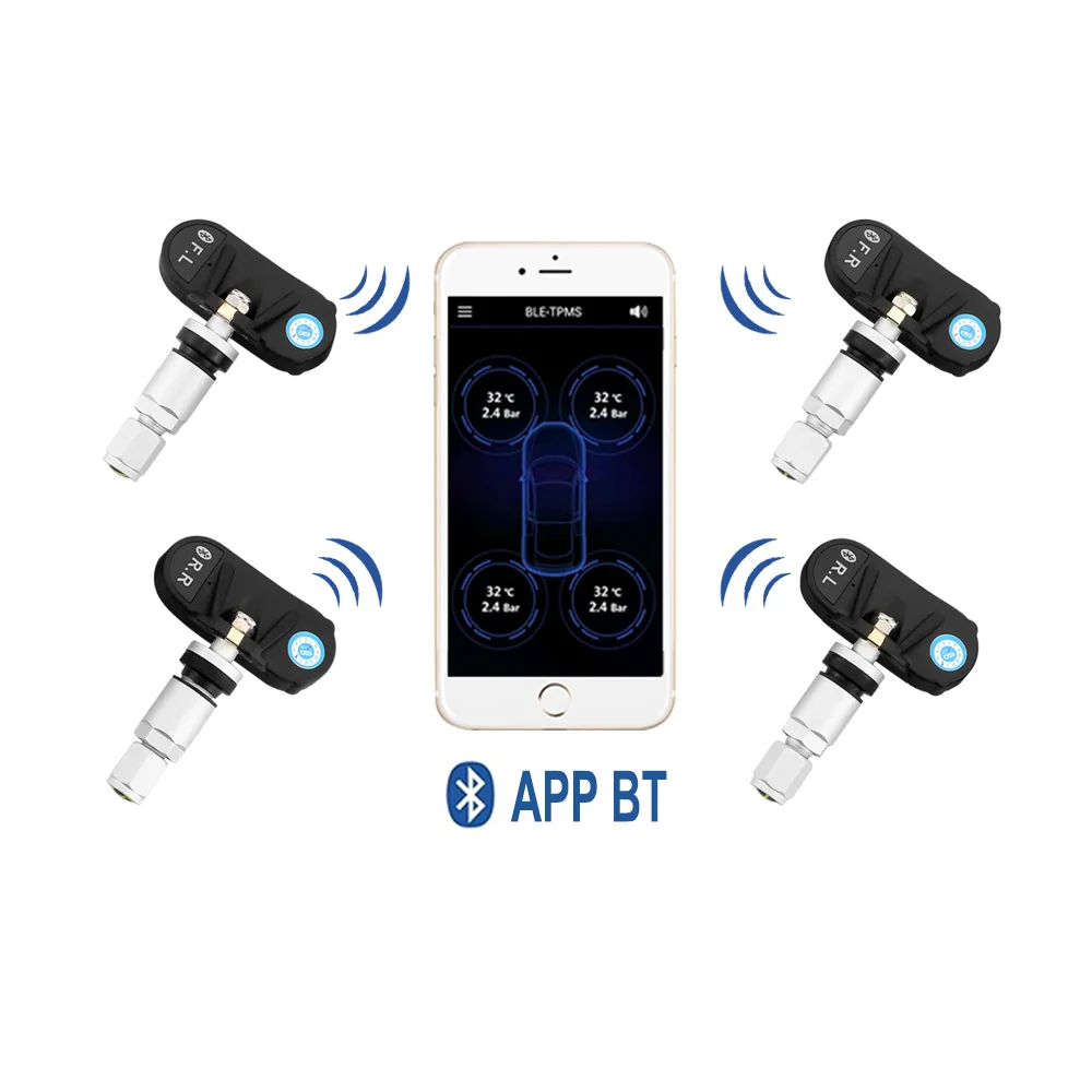  Система контроля давления в шинах TPMS 4 внутренних датчика BT