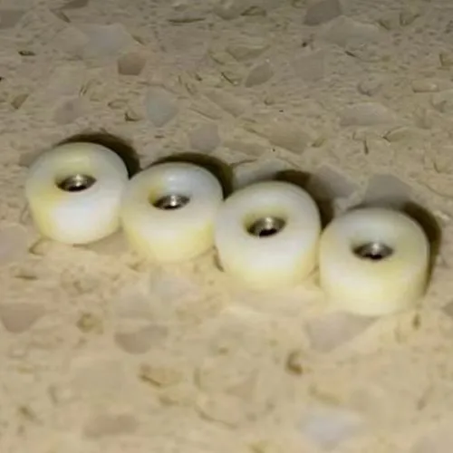 Yellow white handmade fingerboard wheels