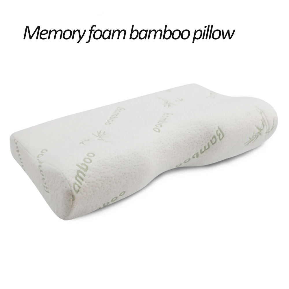 Queen Size Ergonomic Butterfly Shaped Memory Foam Cervical Contour Head Neck Support Pillow Bed Pillow for Sleeping