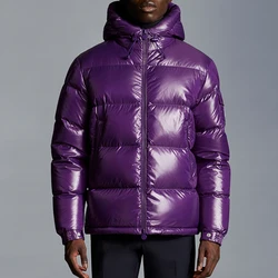 Wholesale Trendy Hood With Elastic Drawcord Designer Down Lightweight And Warm Bubble Coats Custom Down Jacket For Men