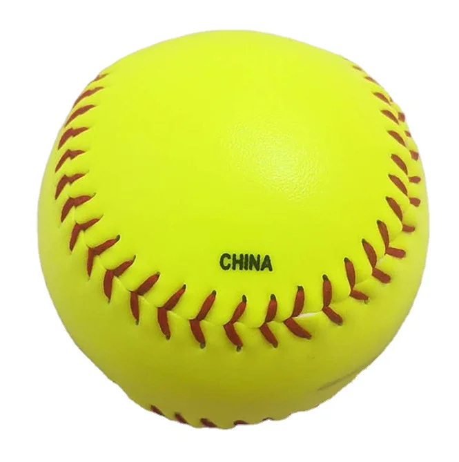 12 дюймов желтый Синтетический кожаный пробковый резиновый центр, S300 Софтбол шарики для практики pelots солнца
