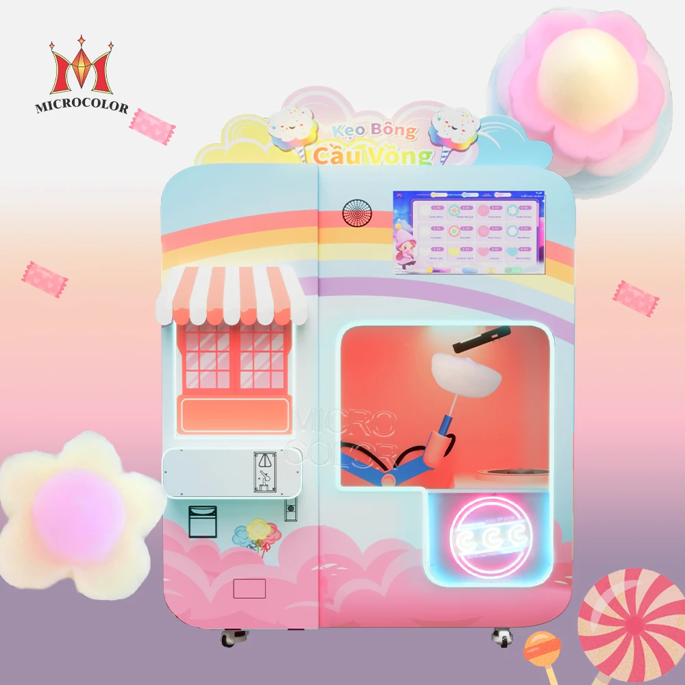 Professional Factory Commercial Fully Automatic Cotton Candy Vending Machine Intelligent Fairy Floss Machine