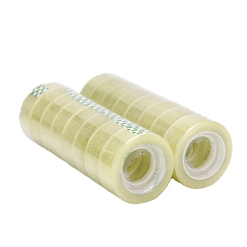 different sized Bopp acrylic glue self adhesive stationery tape 12mm 15mm 18mm in snail cutter with plastic dispenser desk tape