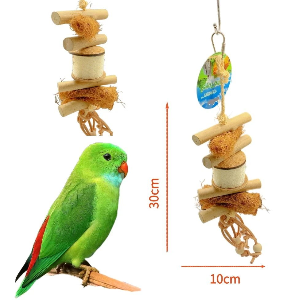 Colorful Pet Bird Cage Perches Parrot Chew Toy for Sale Natural Living Wooden bird ladder  for parrots toy cage toy