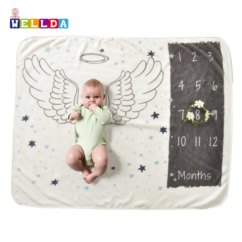 High Quality baby milestone blanket  Wholesale 	 baby monthly milestone blanket Custom Cheap milestone blanket for baby