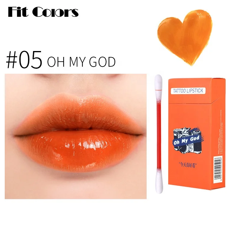 Free Sample Long Lasting Lip Gloss Cotton Swab Lipstick, Cigarette Cotton Swab Tattoo Lipstick
