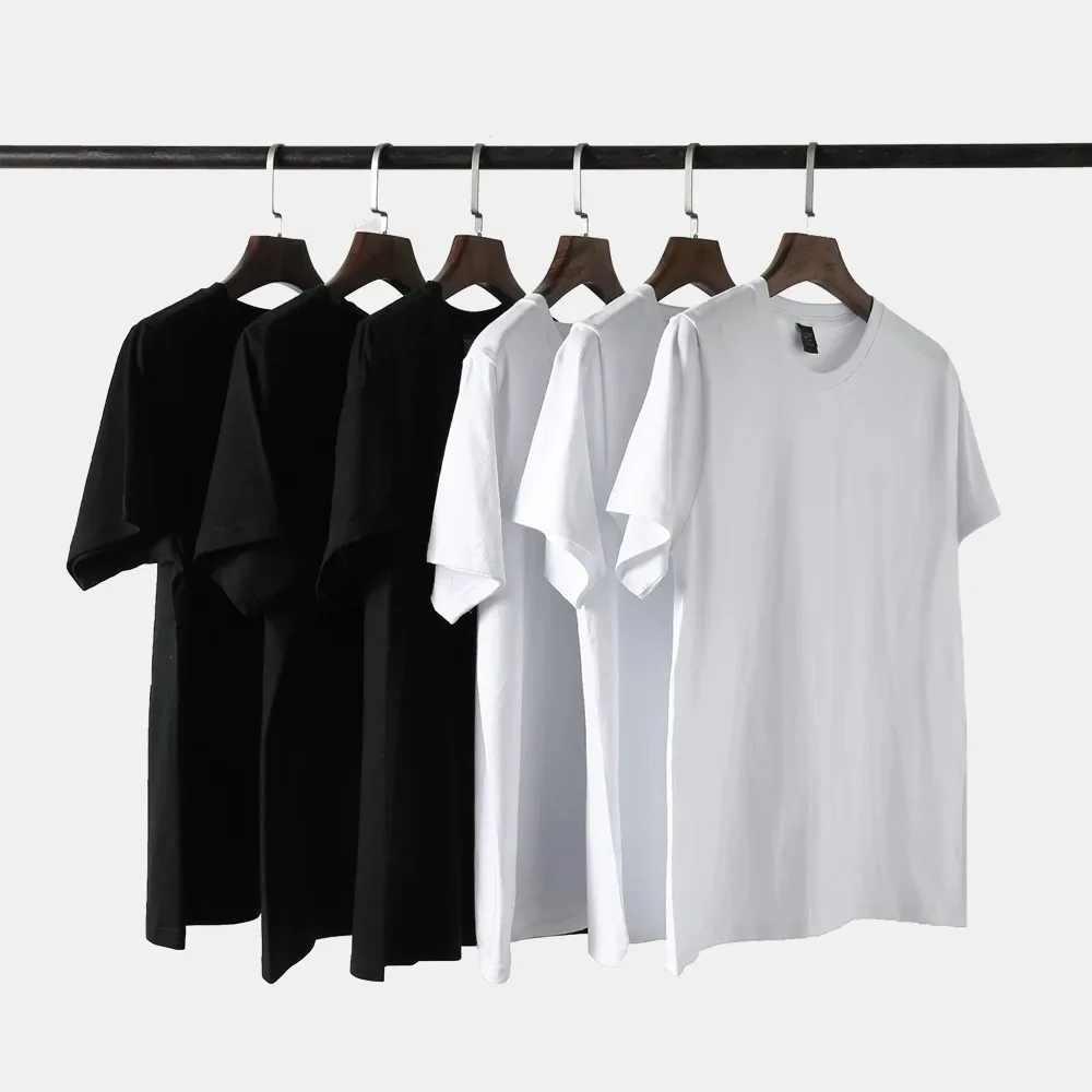 Summer Unisex T-shirt 100% Cotton Solid Tshirts Oversized Short Sleeve T Shirt Fashion Soft White Black Tee 2024 Clothing Tops