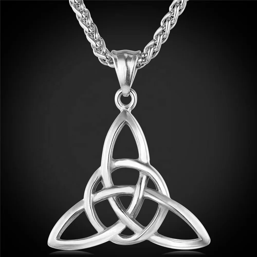 environmental friendly Vintage Irish triquetra knot pendant gold necklace 18k