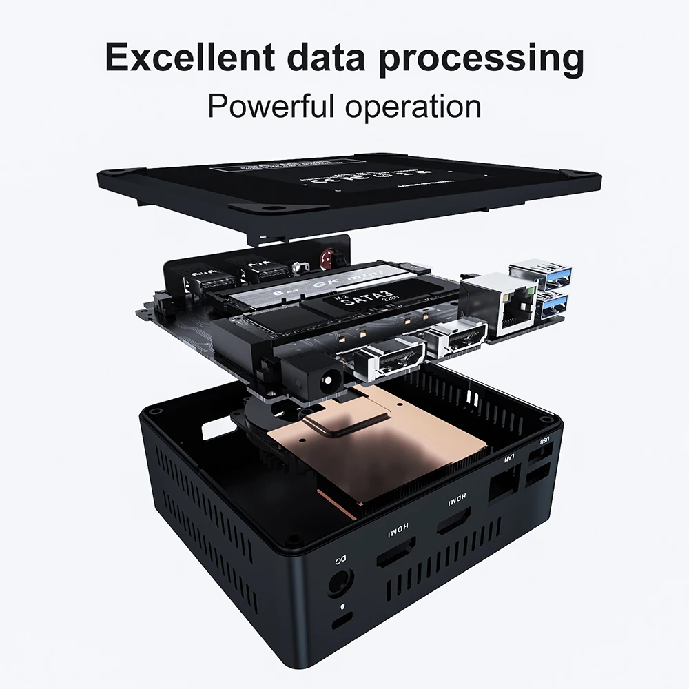 Beelink Versatile Mini PC GK Mini In-tel Processor J4125 Win-dows 10 Pro 256G Desktop Computer
