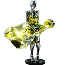 Resin Robot Statues Outdoor Garden Decoration Fiberglass Sculpture Decoration For Mall Center Office Themed Club Bar Hotel