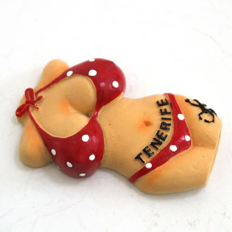 Wholesale custom design Tenerife Spain tourist souvenir resin banana bikini girl fridge magnet