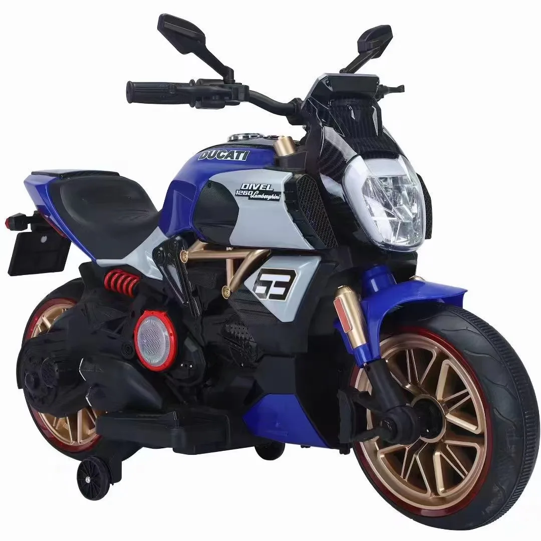 12V Large Size Electric Motorcycle for Kids New Design Ride-On Toy for Outdoor Sports & Early Education Made of Plastic
