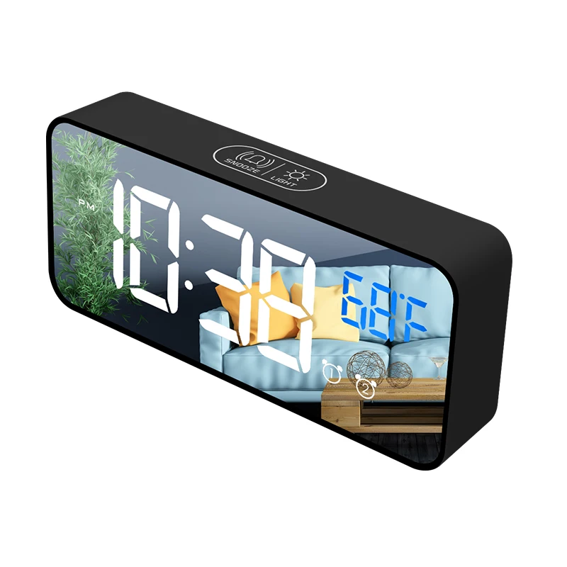 LED Digital Alarm Clock With Temperature Reveil Watch USB Electronic Table Clocks Mirror Desk Clock Despertador