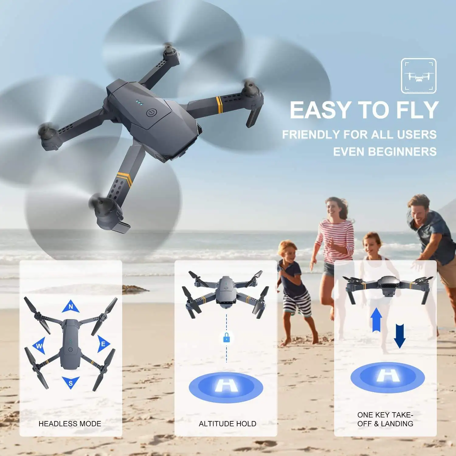 2023 Hot Selling E58   Foldable Long Flying Range Distance Battery Wifi RC Video HD Mini 4K Camera Drone