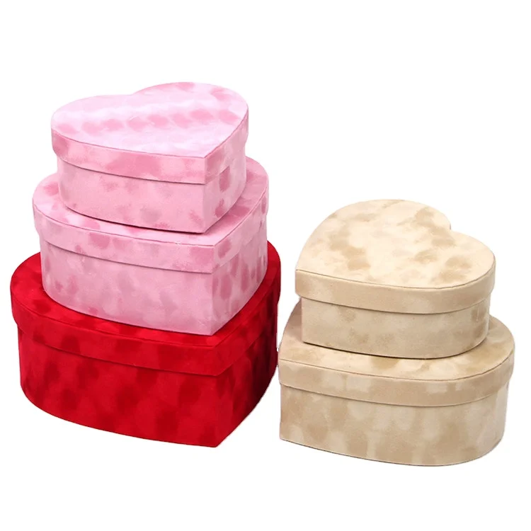 Wholesale bouquet velvet roses heart-shaped flower box set velvet heart flower box