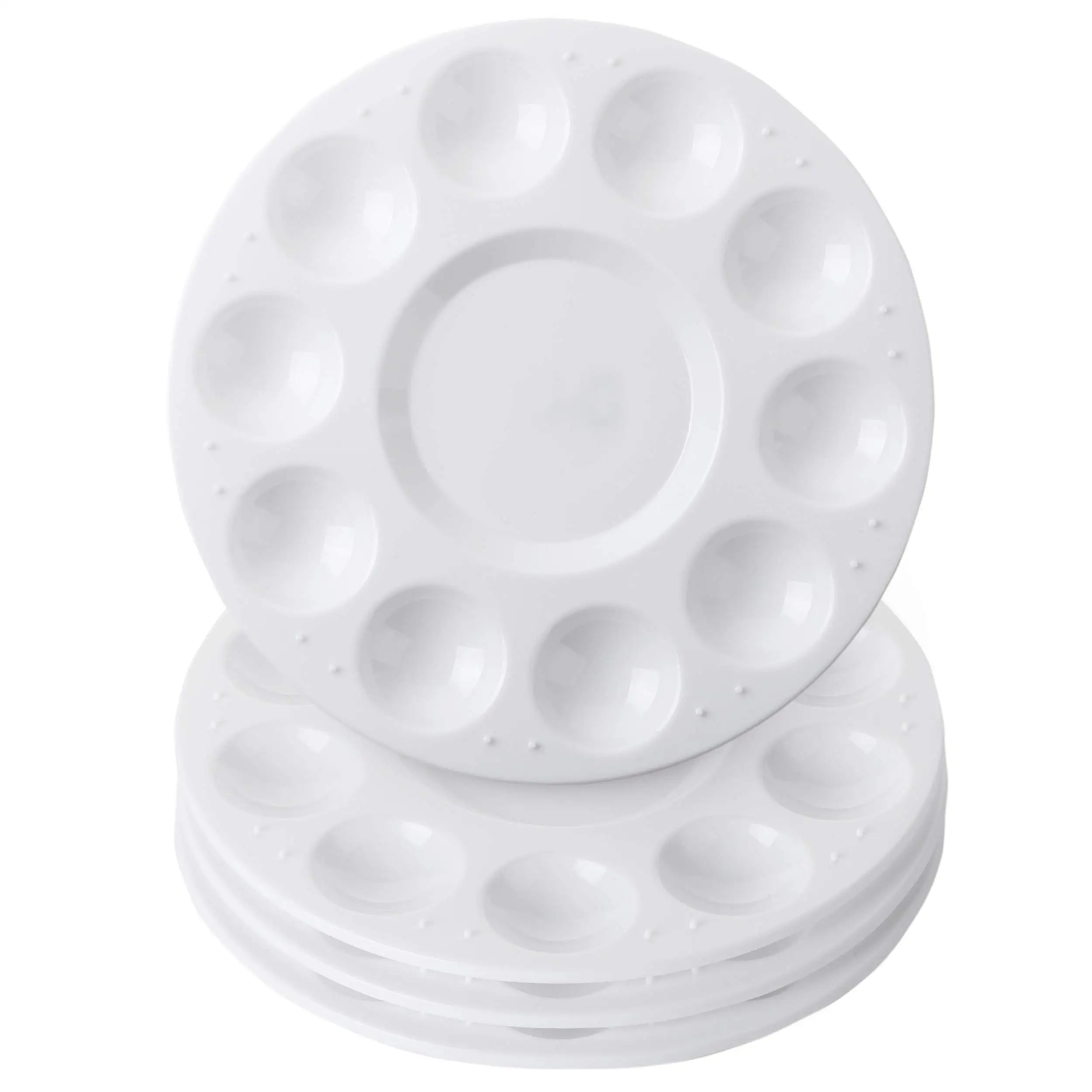 Custom Paint Palette Cheap 10 Wells Acrylic Oil Watercolor Round Watercolour White Plastic Artist supplies Paint Palette