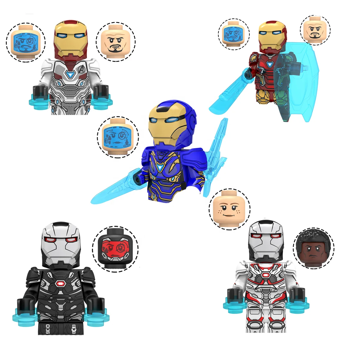Movie Characters SW Ironman Cartoon Mini Action Building Block Superheroes Plastic Toy Mark Minifig Figure Assembled Toy