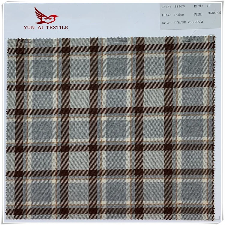 fancy casual yarn dyed woven plaid polyester rayon spandex suit coat fabric