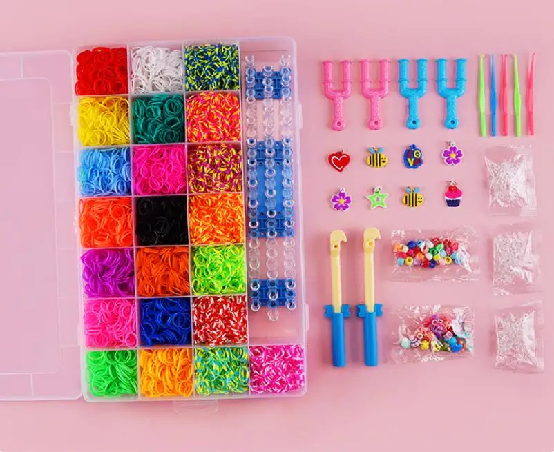 XIMAI Rainbow Bands Bracelet Rubber Making Loom Diy Kit For Girls Kids Creativity Gift To Improve Imagination