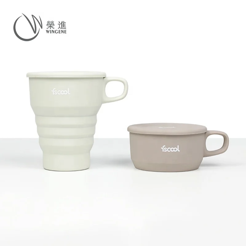 Wingenes Custom Logo Silicone Folding Coffee Cup Collapsible Drinking Mug