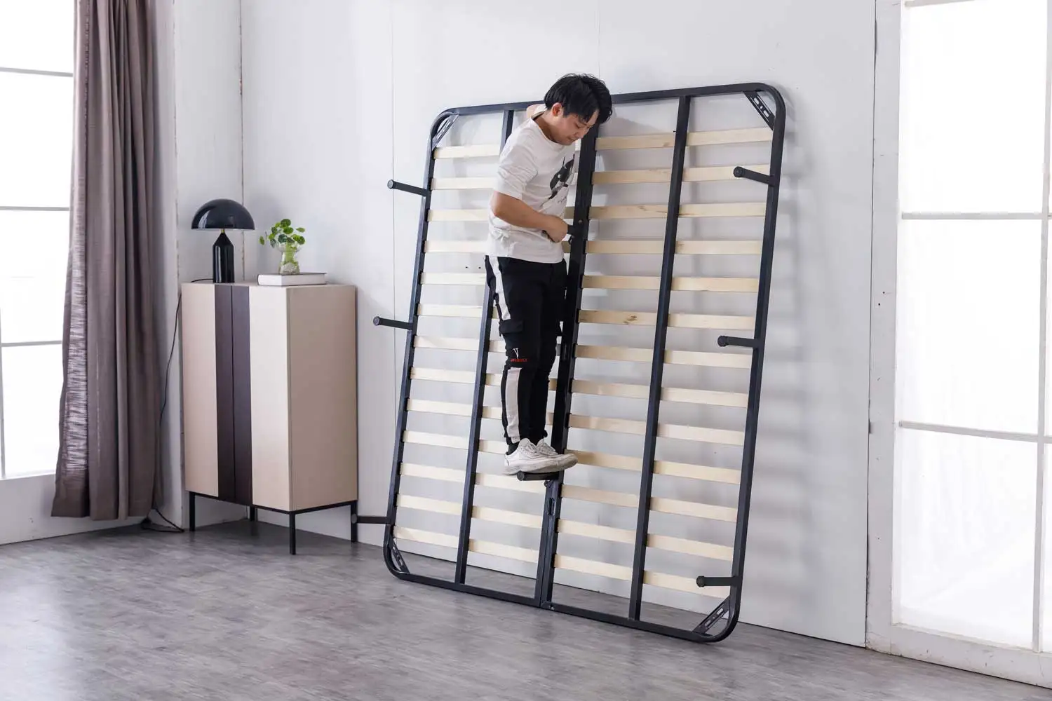 British Style OTTOMAN 5FT size Ottoman foldable wooden Slatted Metal Platform  slat Bed frame