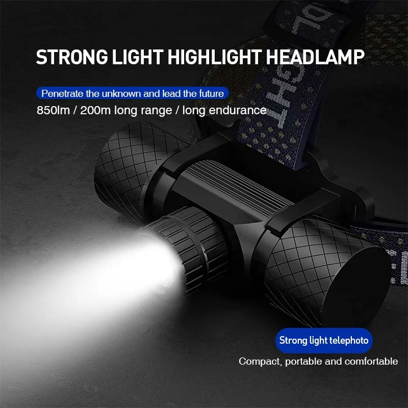 High Power Waterproof Camping Helmet Flashlight Headlight Silicone COB Sensor Head Lamp Light Rechargeable Led Headlamps