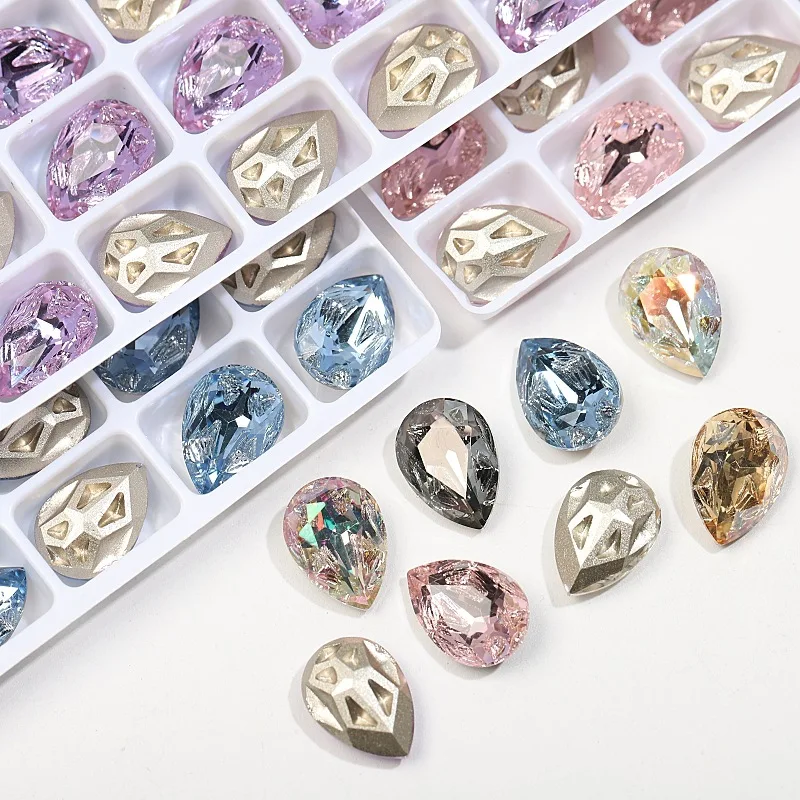 SZ 10*14mm Drop Crystal Rhinestone K9 Glass Diamond Nail Art Clothes Accessories Stones For DIY Wedding