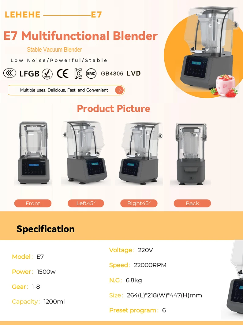 LEHEHE 8 Stages Commercial and Home Smoothie Blender