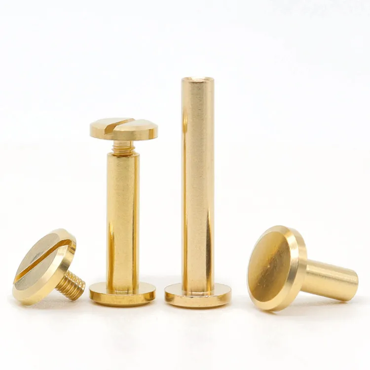 Custom Binding Post Screw Rivet Slotted Brass Chicago Screw for Leather