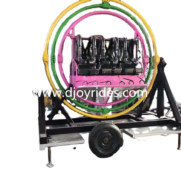 Factory colorful electric 6 seats industrial gyroscope  human gyroscope with trailer