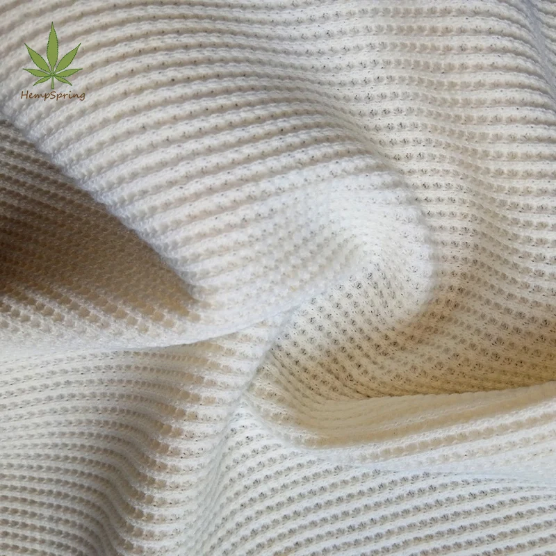 HempSpring Hemp organic cotton waffle knit blend fabric t shirt waffle hemp fabric sustainable waffle