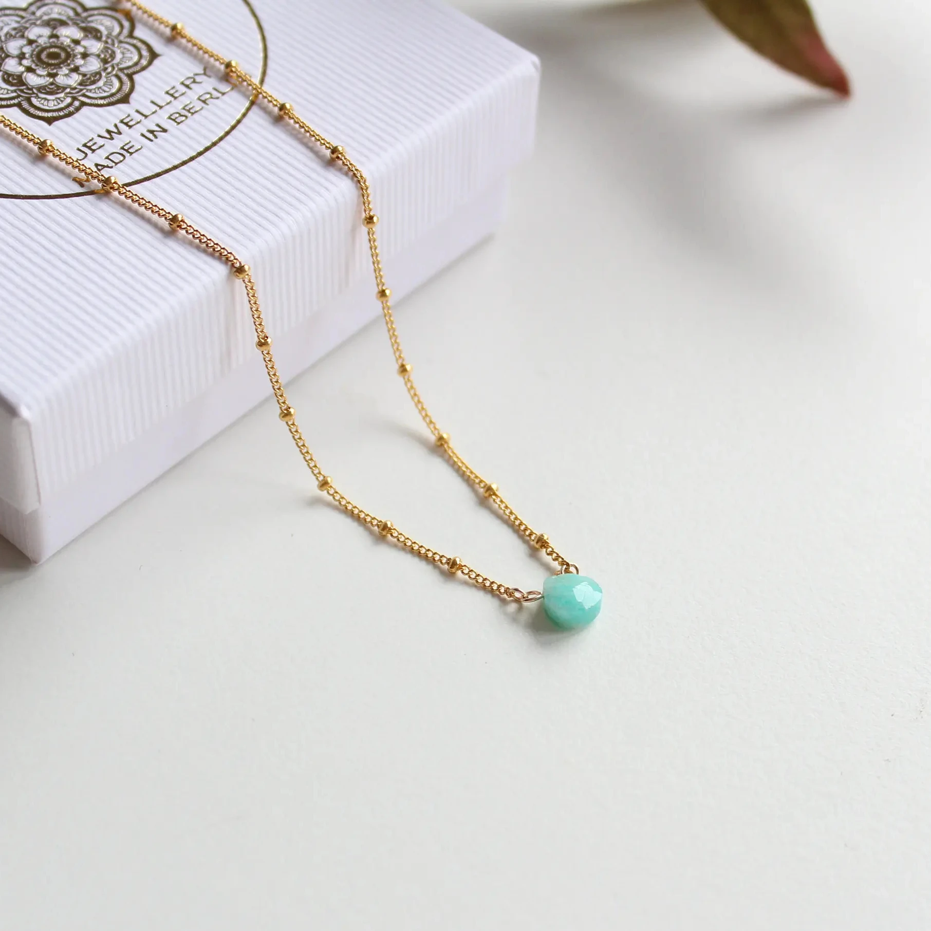 Custom Gemstone Turquoise Birthstone Necklace Personalized 14 K gold filled satellite chain Necklace Jewelry Gift