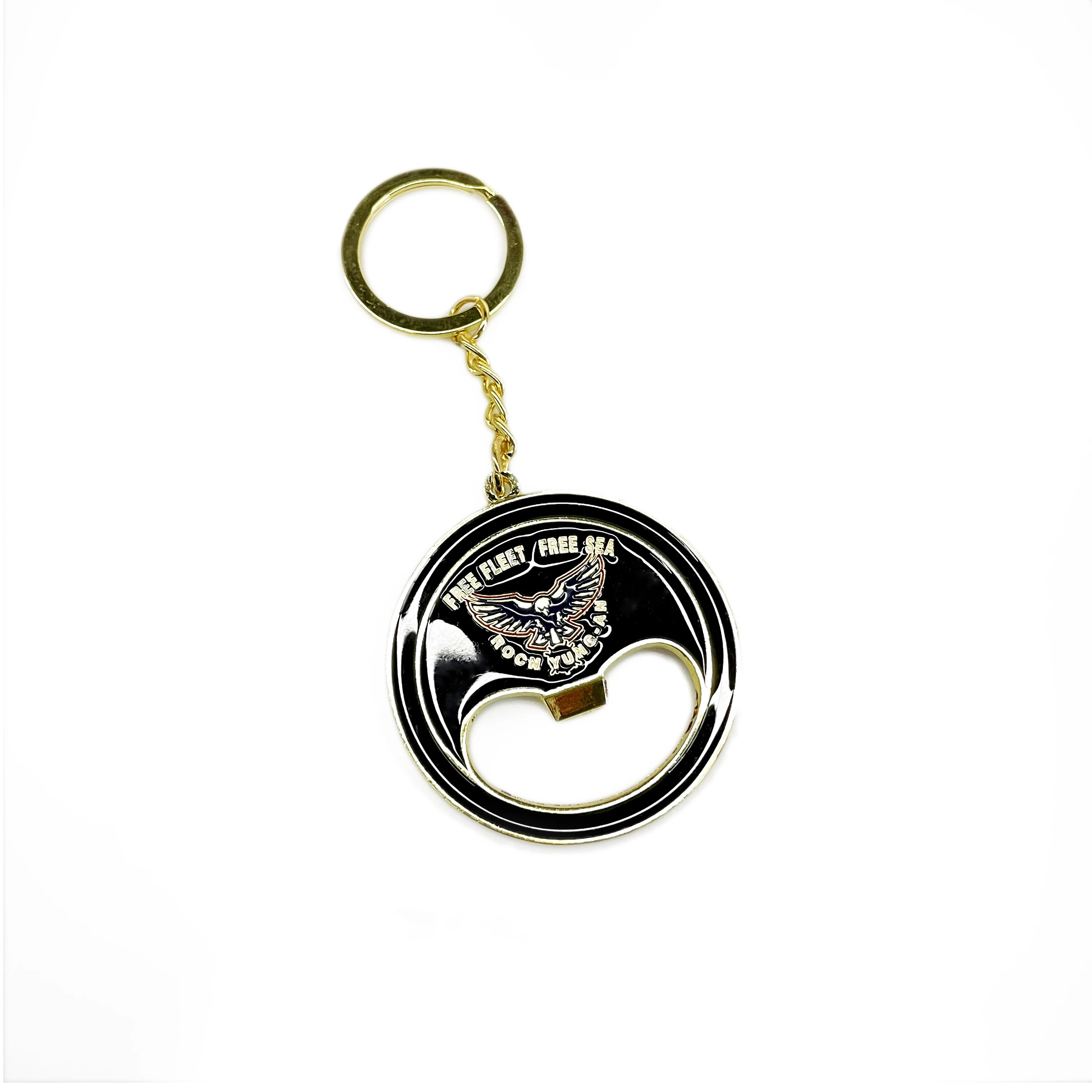 Printed Metal Coin Decoration Key Chain Epoxy Hologram Cart Beer Bottle Opener Keychain