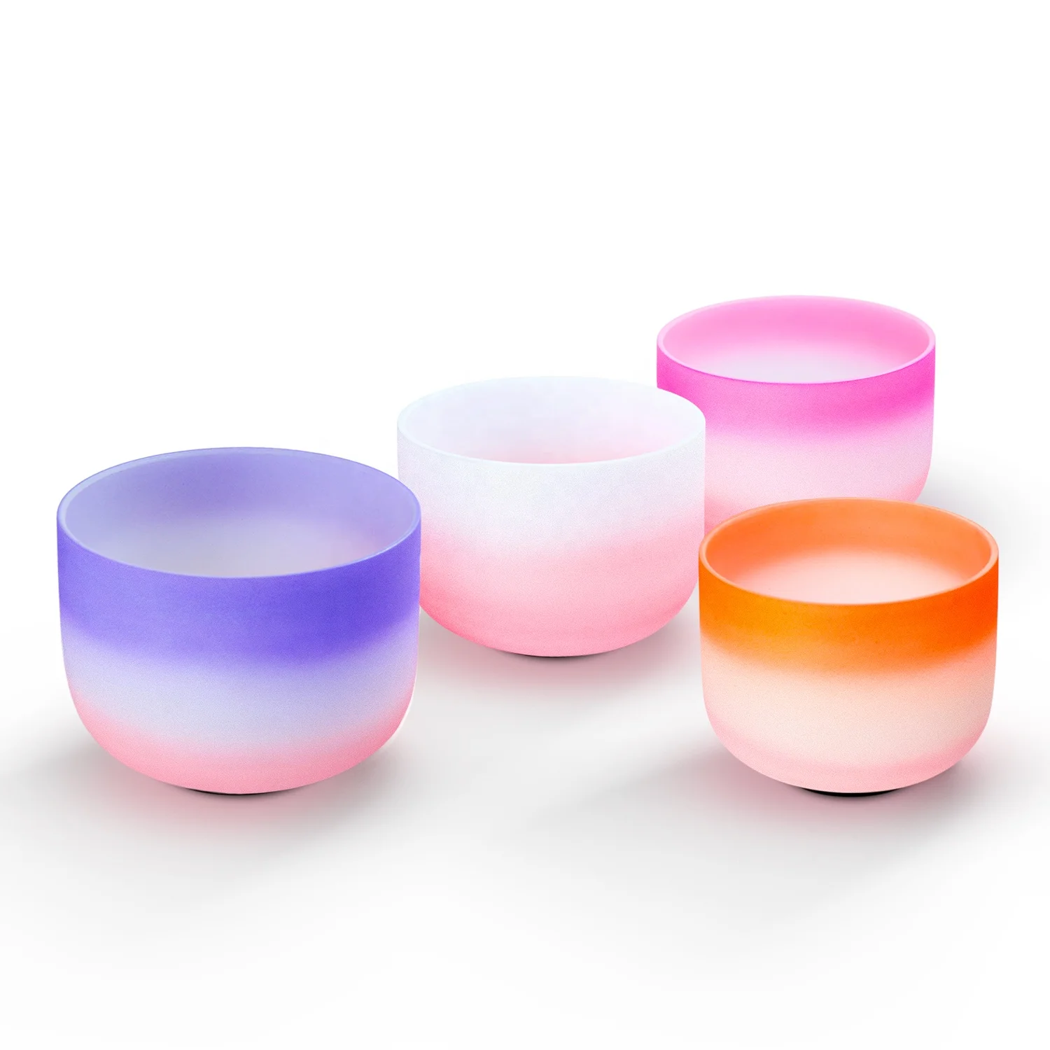 Заводская оптовая продажа чакр 440 Гц и 432 Гц 6-12 дюймов градиентный цвет матовые кварцевые хрустальные поющие чаши для исцеления звуковой ванны