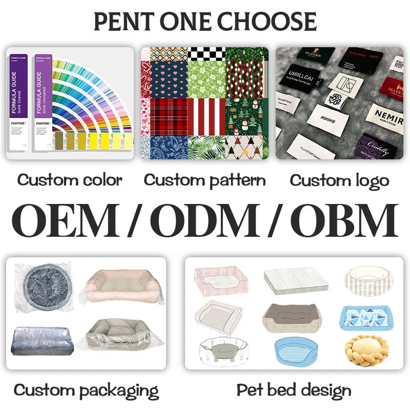 Luxury custom cat pet dog bed 48 non slip bottom customized private label custom print pet dog cat beds for indoor cats