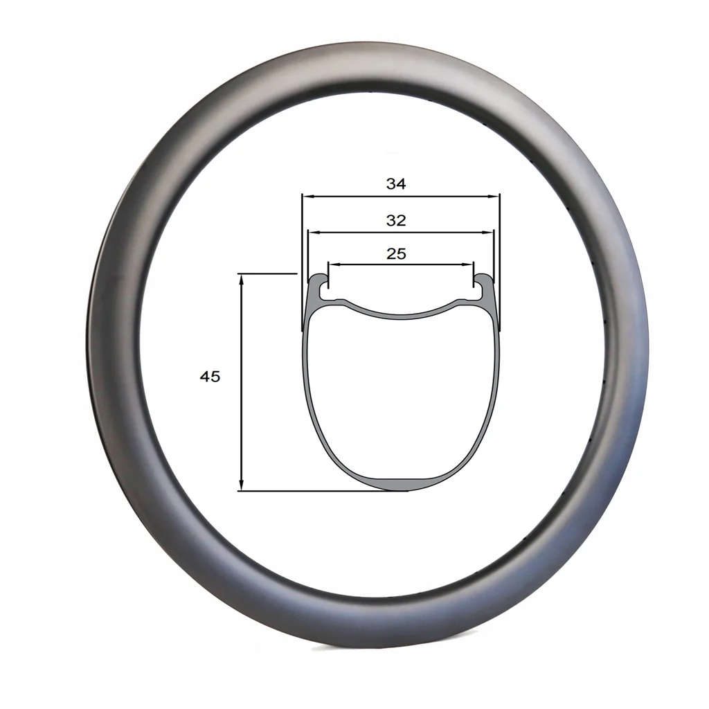 Cycling Lightweight 45mm Depth Carbon Road Bike Rim 700C Sports Bike 25mm Width Custom Cheap China Wholesale Rim For Bike