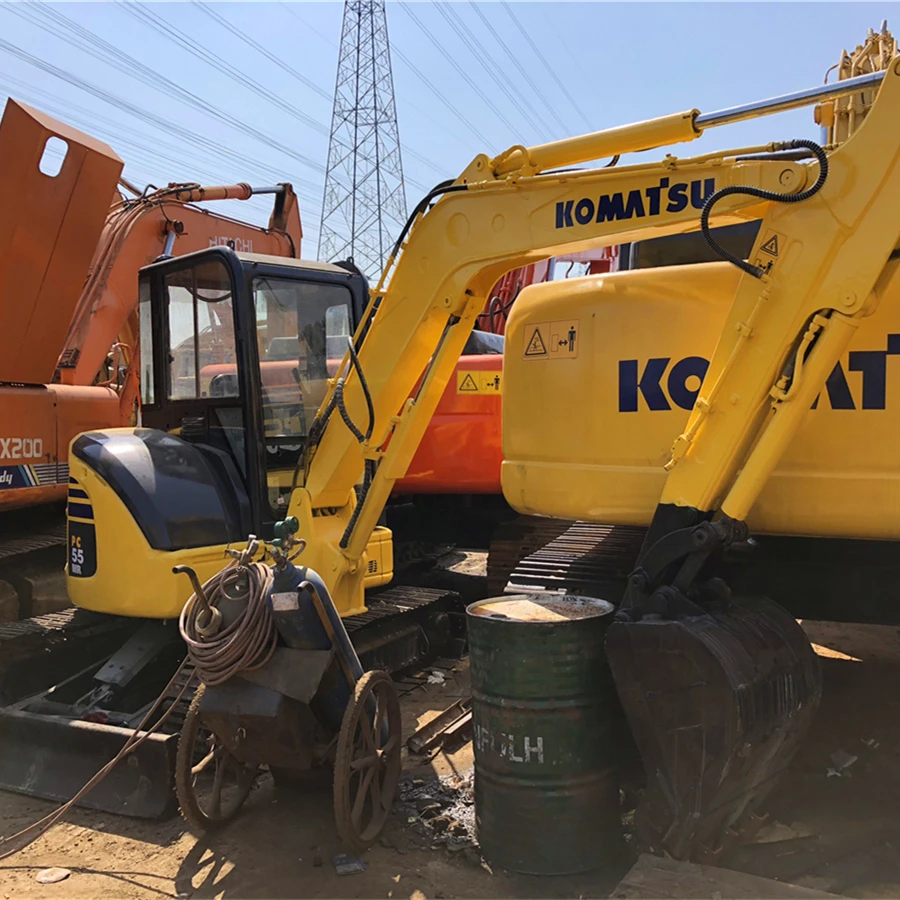  used hydraulic excavator original Komatsu pc55 secondhand track digger with 1 year warranty pc200 pc100