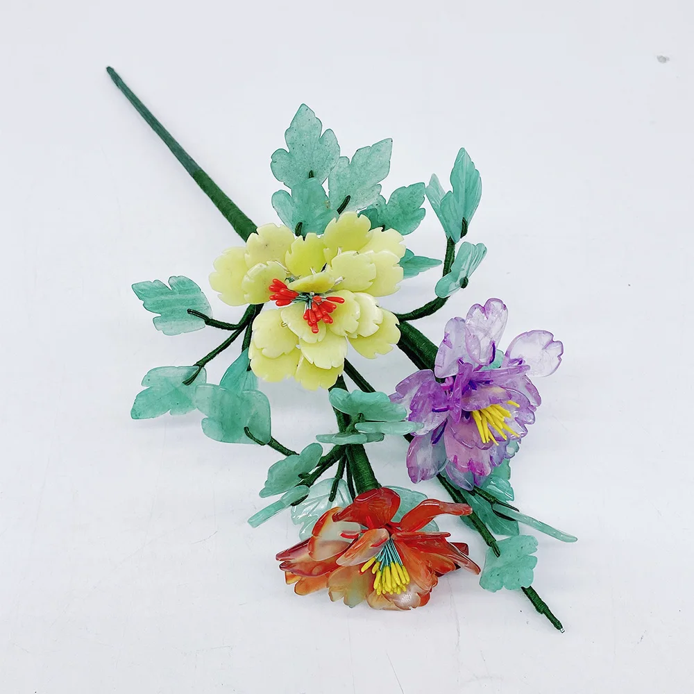 Jade carving natural single stemmed peony artificial flower Real Touch DIY butterfly orchid family single branch bouquet