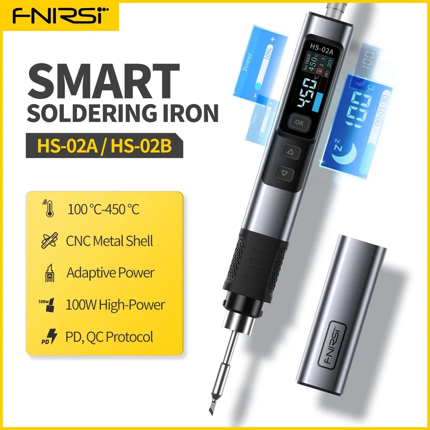 FNIRSI HS-02 Adjustable Temperature Smart Portable electric soldering irons kit cordless usb Welding soldering iron station Tool