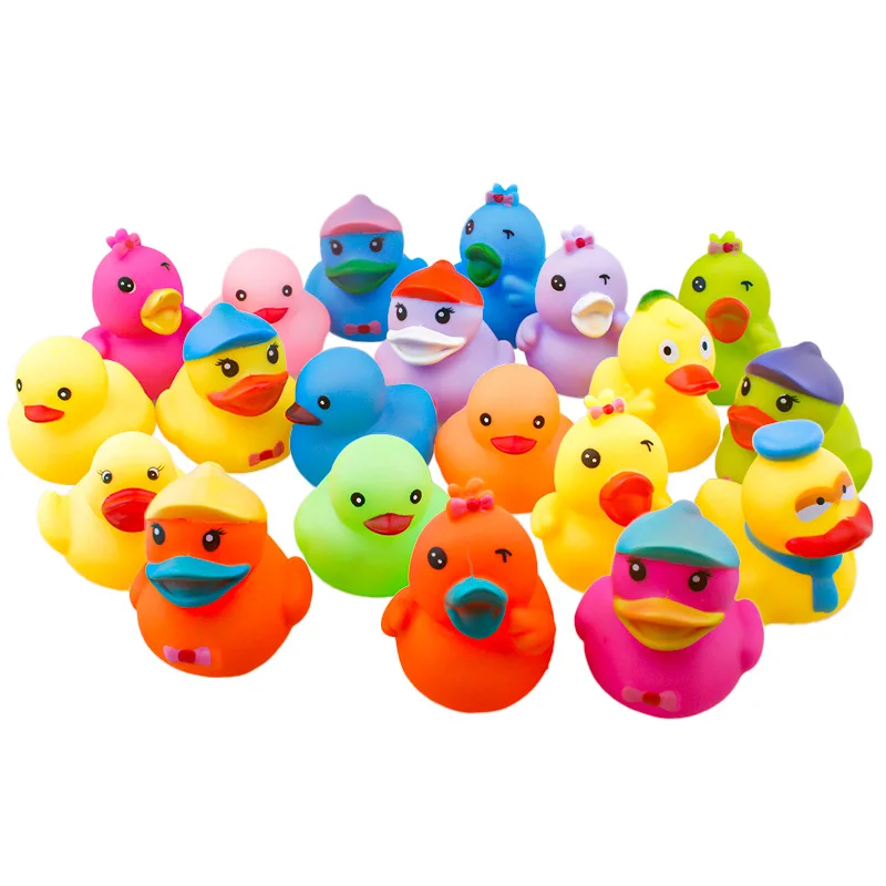 Wholesale Assorted designs 2 inch summer pool rubber bath duck egg bucket packing toys for kids fun gift BBT040