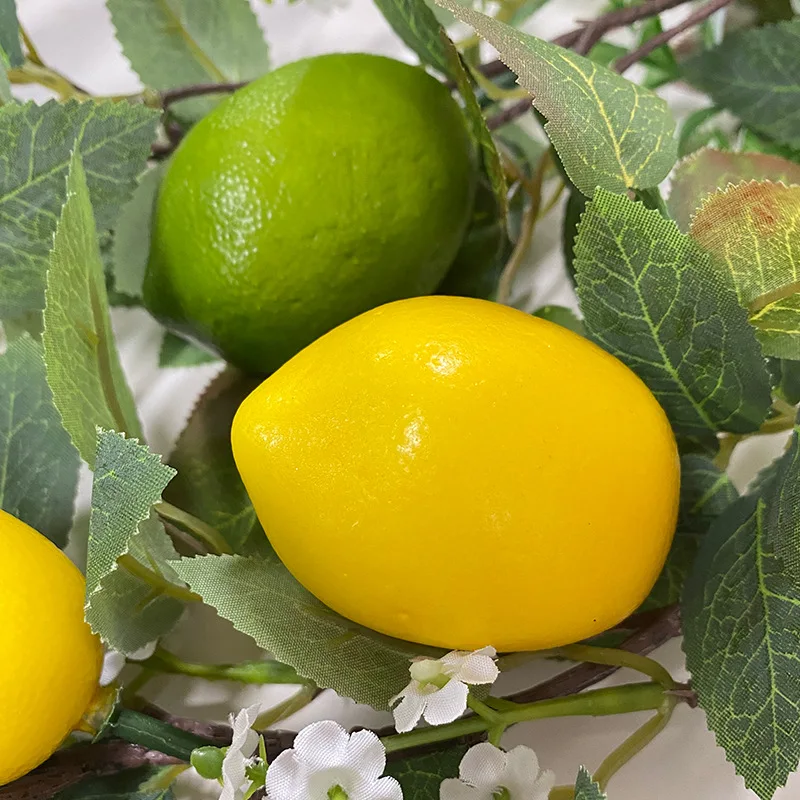 Lemon Decor Plant Spring Summer Wreath Artificial Greenery Lemon Garland with Foliage for Party Event Decoration