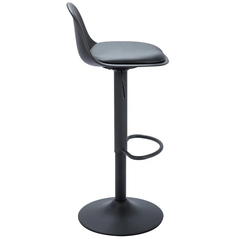 Inspired Padded Bar Stool Chair  Bar Stools Black Soft Leatherette PU Seat Adjustable Gas Lift Frame