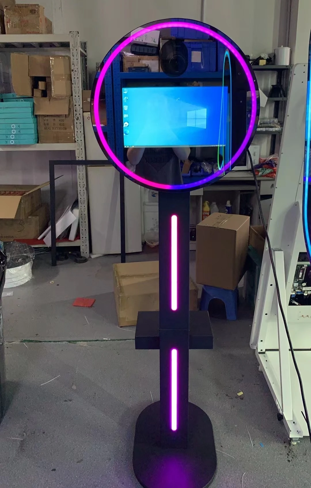 2024 Round model 15.6 inch touch screen dslr photo booth mini pc mirror photo booth shell with camera and printer