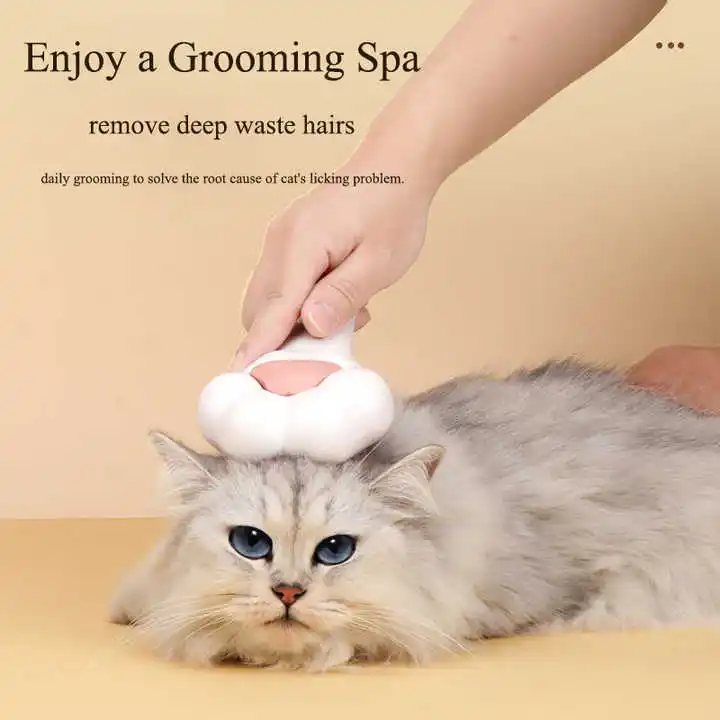 Pet Comb Massage Cute Paw Shape One Touch De-shedding Comb Remove Floating Hairs for Dog Cat Supplies pet accessories