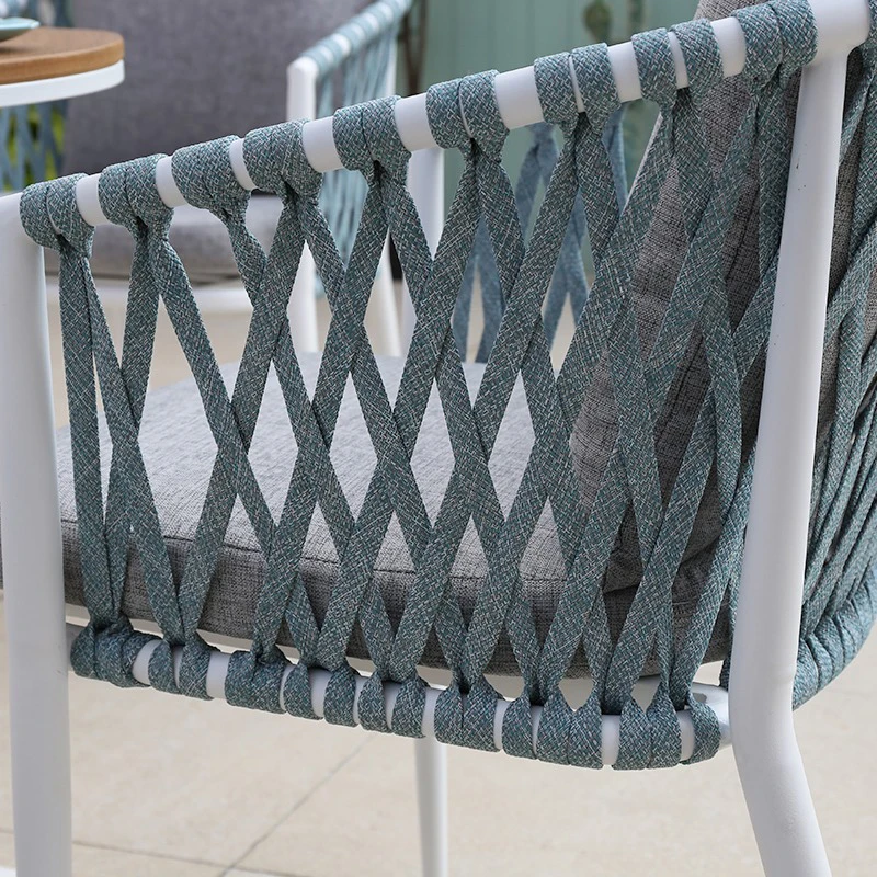 All-weather PE rattan aluminum frame terrace bar outdoor restaurant pull rope chair