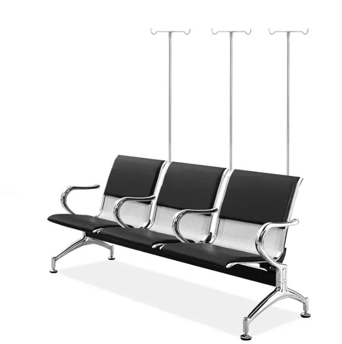 3 Seats Medical Chair Hospital Furniture Metal Hospital Chair With PU Leather Cushion