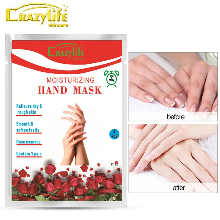 Crazylife Wholesale Exfoliating Peeling Nourishing Hand Mask Beauty Hand Care Whitening Rose Hand Mask Gloves