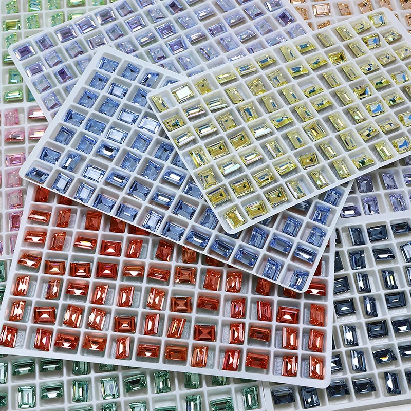 6*8mm Nail Diamond Crystal Rhinestones High Quality K9 Rectangular Square Sugar Tip Bottom Diamond Nails Decorated French Stones