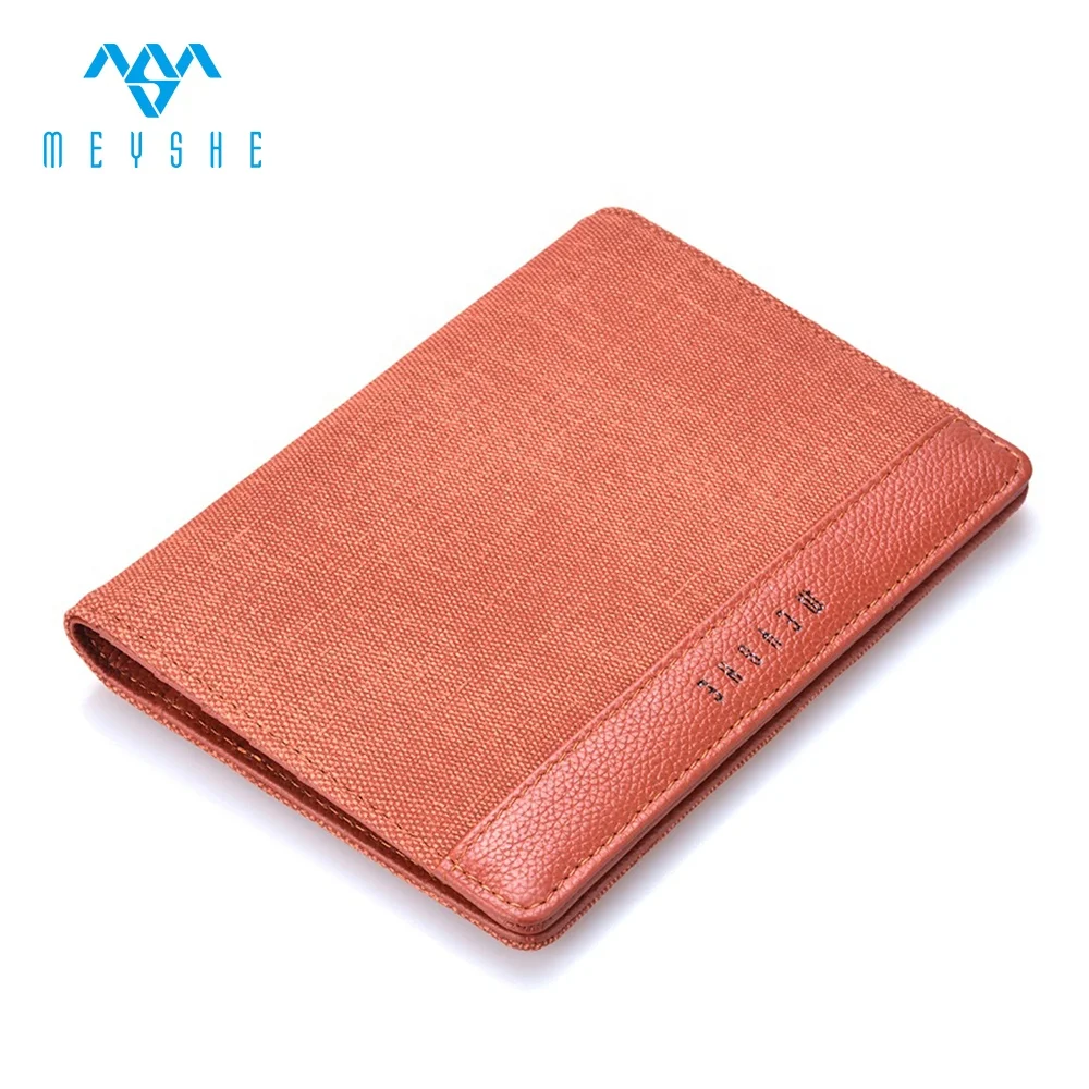 New arrival brown canvas splice genuine leather personalize passport card holder cover