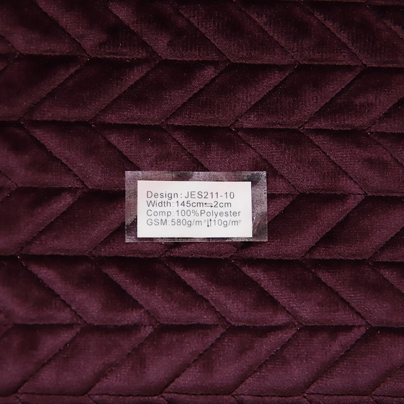 JES Wholesale 16 Colors 580GSM Cheap Polyester Quilted Velvet Sofa Curtain Fabric